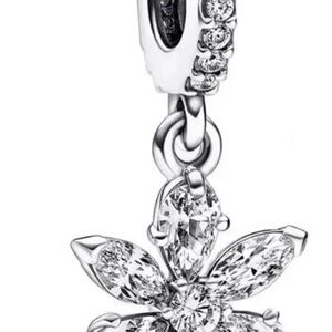 Sparkling Herbarium Cluster Dangle Charm Sterling Silver 925 Charm For Bracelet
